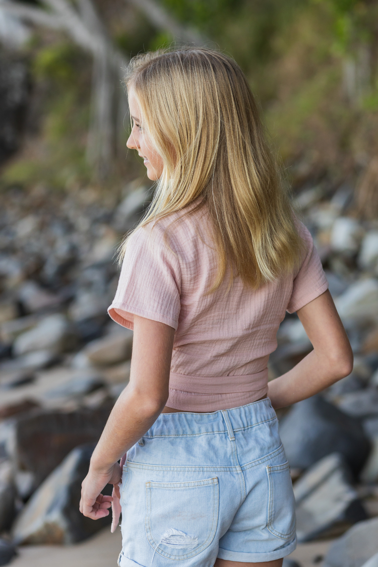 Sunny Days Wrap Top - Dusty Pink