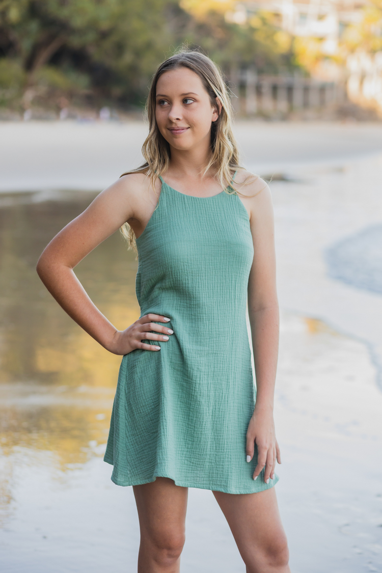 Ruby Slip Dress - Seagrass Green