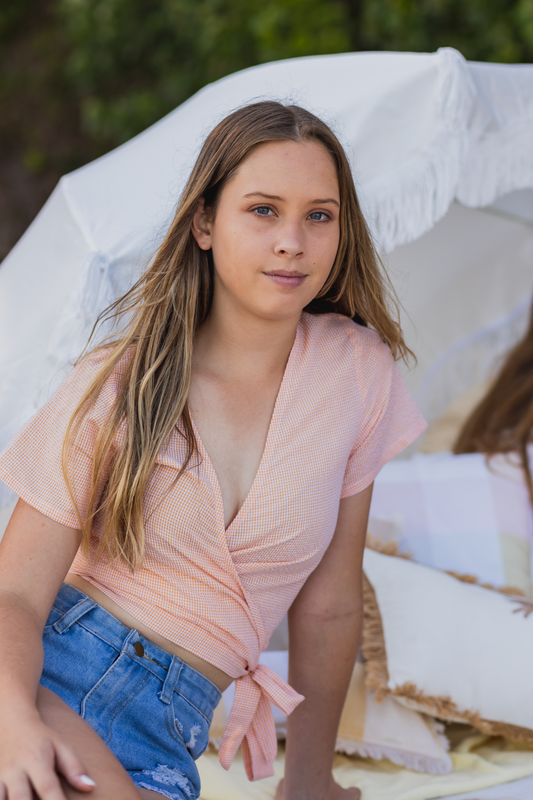 Sunny Days Wrap Top - Yellow Gingham