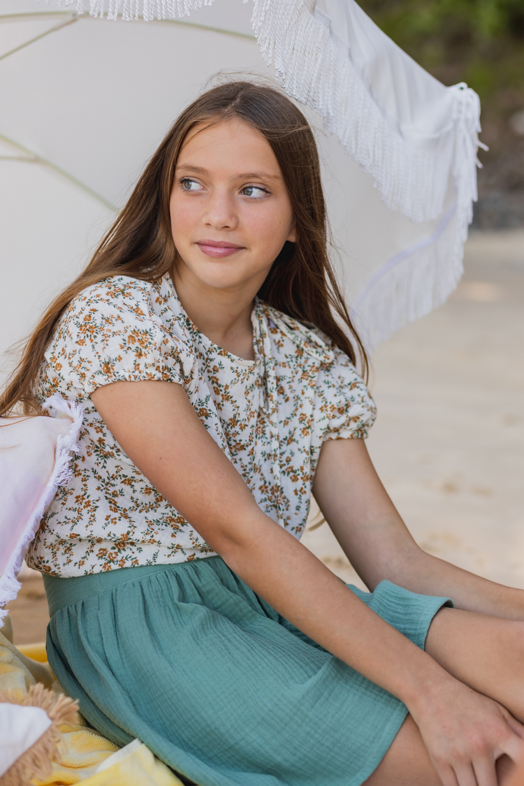 Bubble Top - Yellow Ditzy Floral