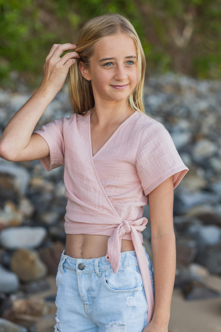 Sunny Days Wrap Top - Dusty Pink