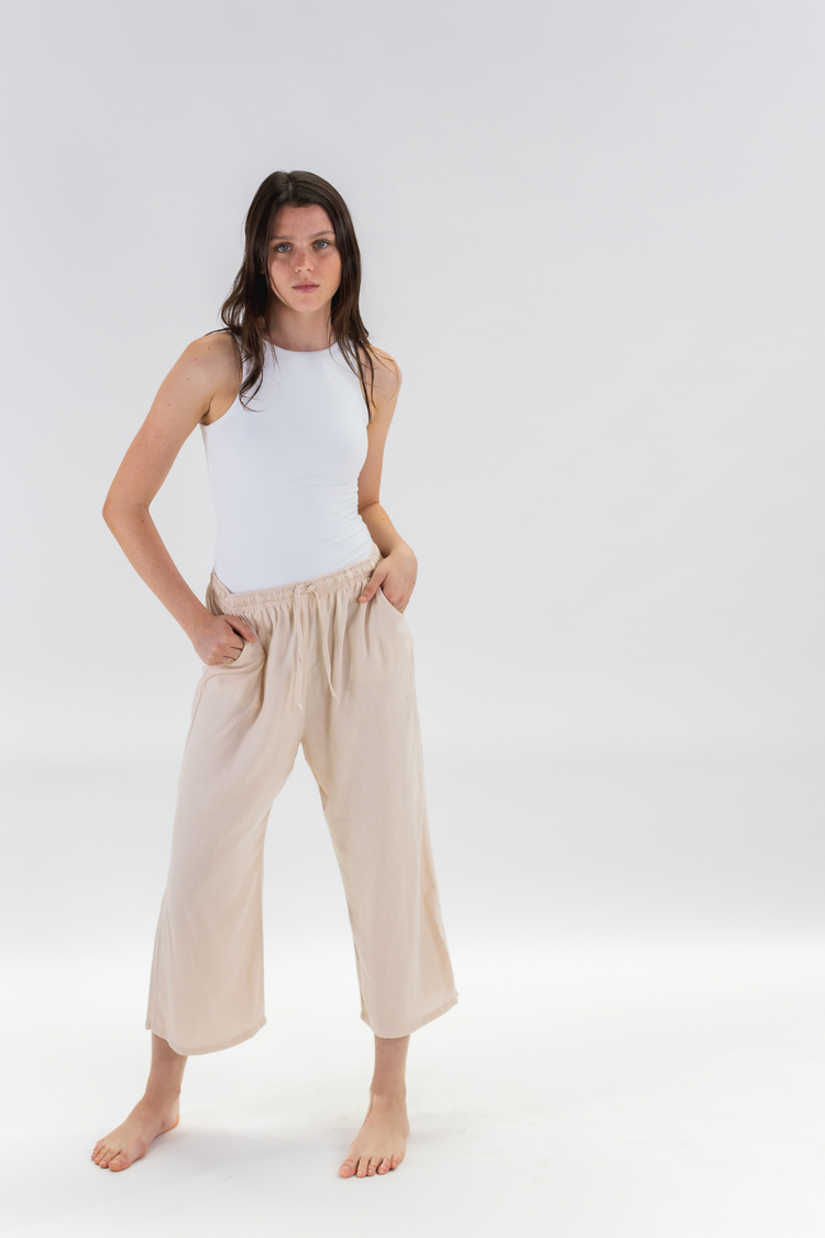 Sunny Days Wide Leg Pant - Oatmeal