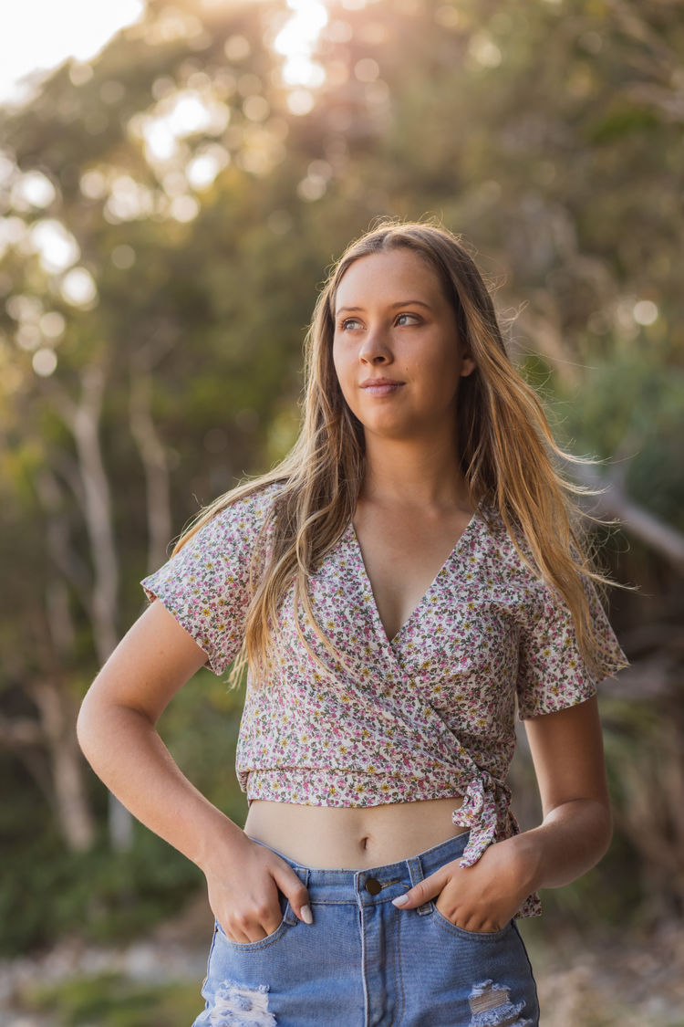 Sunny Days Wrap Top - Floral Linen