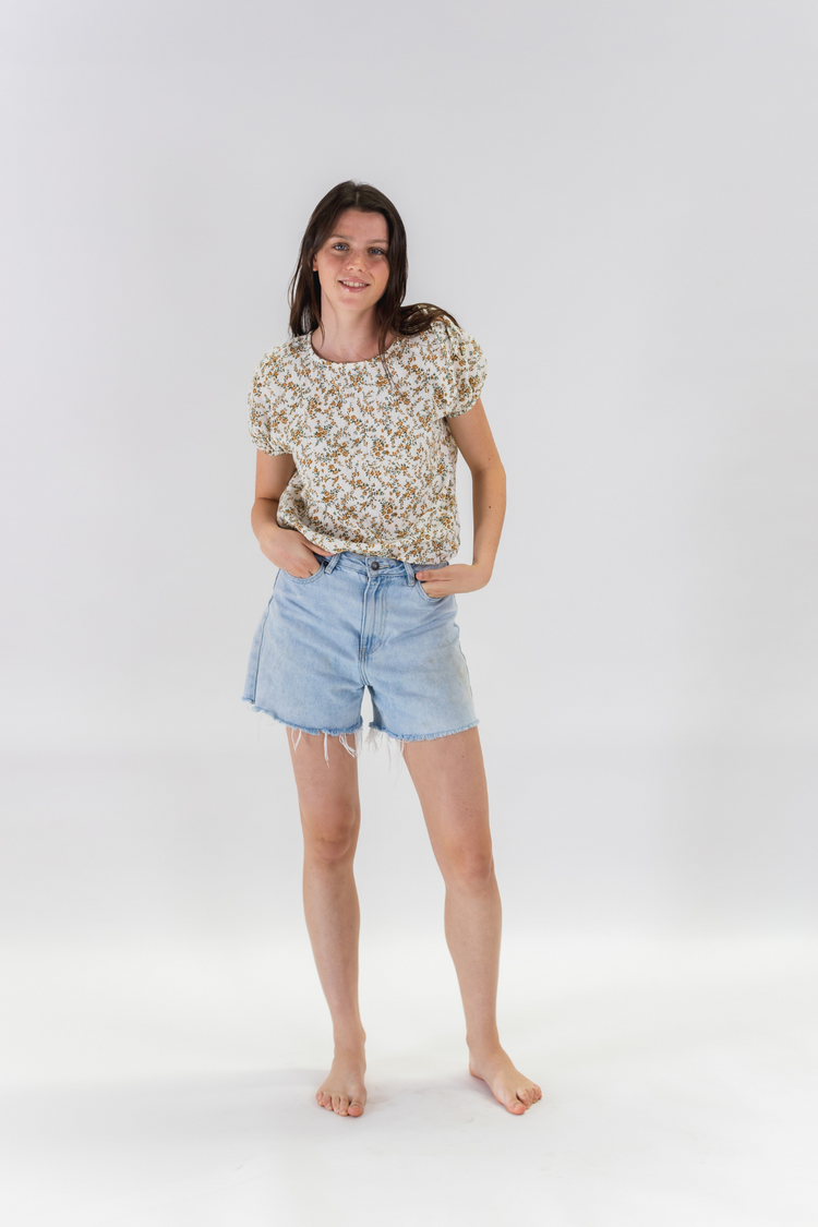 Bubble Top - Yellow Ditzy Floral