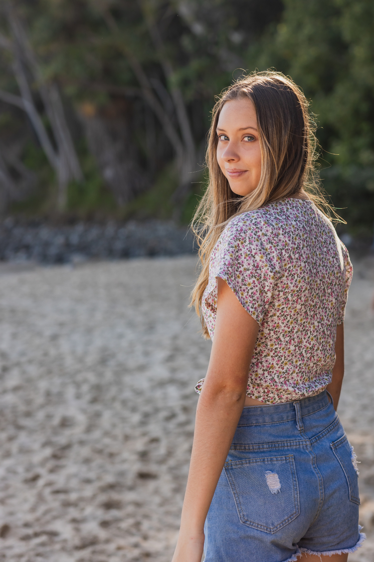 Sunny Days Wrap Top - Floral Linen