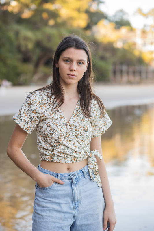 Sunny Days Wrap Top - Yellow Ditzy Floral