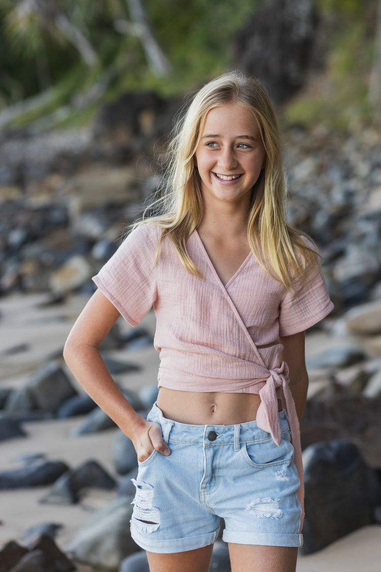 Sunny Days Wrap Top - Dusty Pink